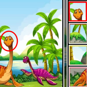 jeu pour chercher des parties spécifiques de l'image avec des dinosaures