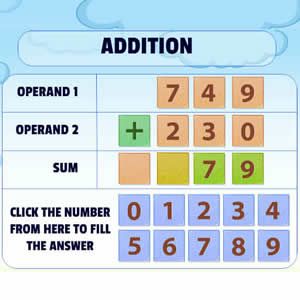 jeu d'addition à 3 chiffres avec ou sans retenue