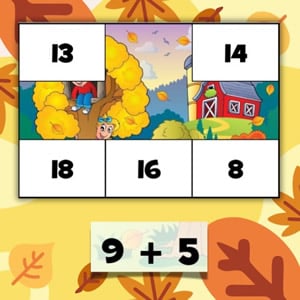 puzzle mathematique addition automne