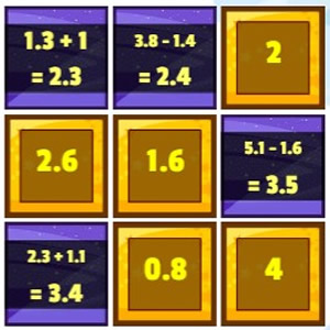 jeu d'addition et soustraction avec nombres decimaux