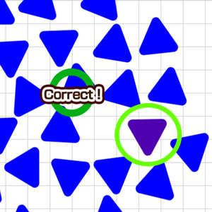 jeu en ligne de différenciation des couleurs avec des triangles