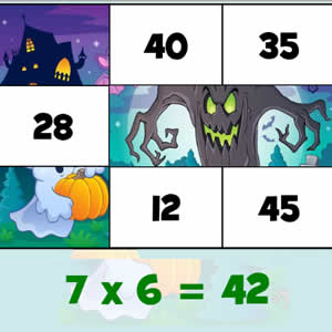 Jeu éducatif de multiplication pour Halloween