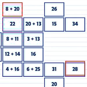 Mathématiques Mahjong avec des sommes à deux chiffres pour jouer en ligne