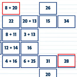 Mathématiques Mahjong avec des sommes à deux chiffres pour jouer en ligne