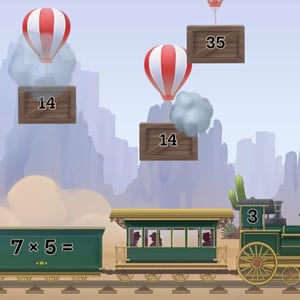 jeu de train avec table de multiplication de 7