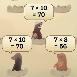 jeu amusant de la table de 7 avec les taupes