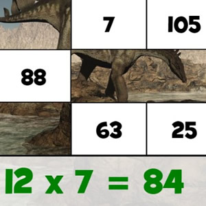 jeu de casse tete de multiplication avec des dinosaures