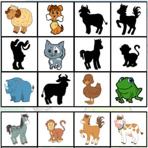 Jeu d'ombres d'animaux pour enfants