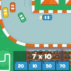 course de voiture: tables de multiplication
