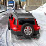 Course de Jeep dans la neige